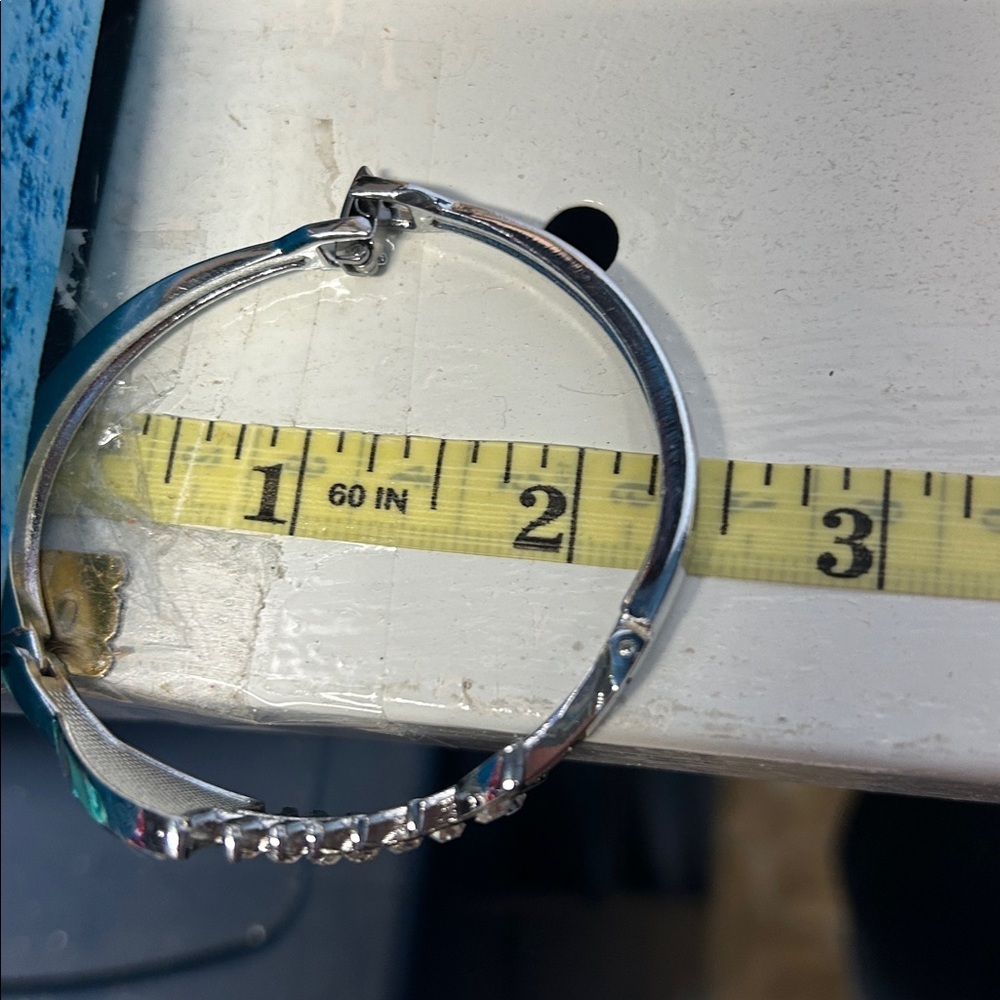 Silver tone Fishbone Crystal Bracelet - Picture 4 of 4